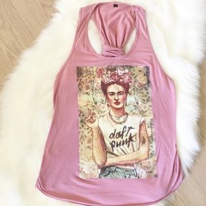Daft Punk Frida Kahlo Racerback Tank -L